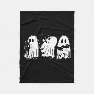 Funny Spöken Holding Svarta katter Halloween Ghost Fleecefilt