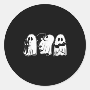 Funny Spöken Holding Svarta katter Halloween Ghost Runt Klistermärke
