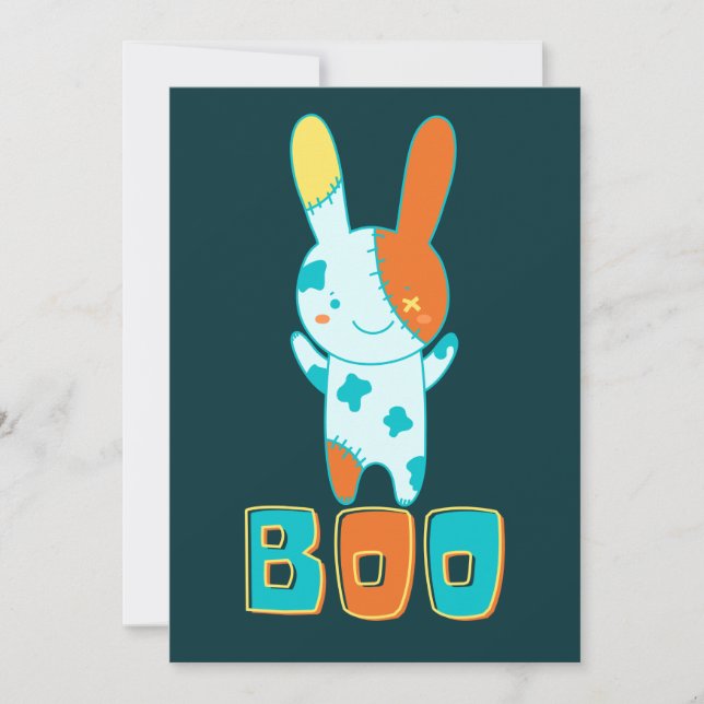 Funny Spooky Cute Halloween Kawaii Boo Bunny Inbjudningar (Framsida)