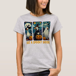 Funny Spooky Goose Halloween Witch Pumpkin Art T Shirt