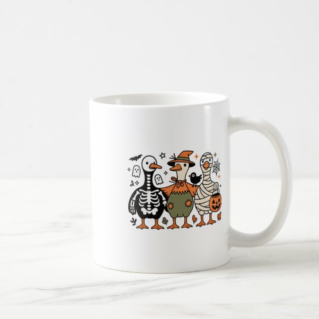Funny Spooky Halloween Fånig-goose Ghost Treat ell Kaffemugg (Höger)
