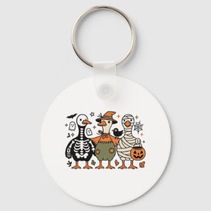Funny Spooky Halloween Fånig-goose Ghost Treat ell Nyckelring