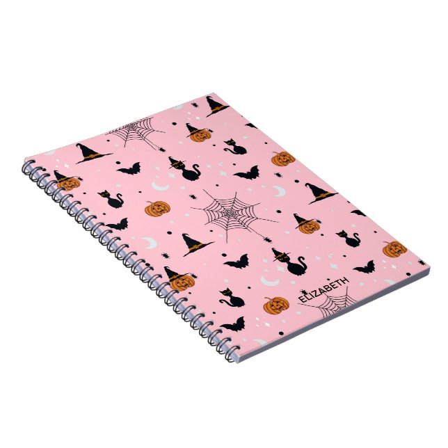 Funny Spooky Halloween Rosa Design Anteckningsbok (Högra Sidan)