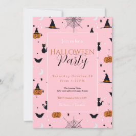 Funny Spooky Halloween Rosa Design Inbjudningar