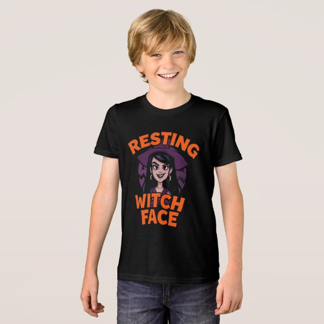 Funny Spooky Halloween Shirt -"Resting Witch Ansik T Shirt (Framsida Full)
