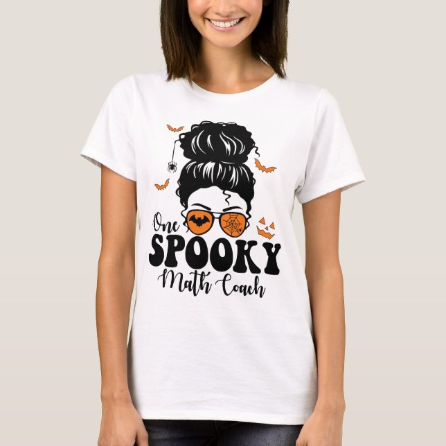 Funny Spooky Math träny Messy Bun Halloween T Shirt (Framsida)
