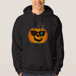 Funny Spooky Pumpkin iconic wink S på mörk Hoodie