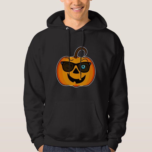 Funny Spooky Pumpkin iconic wink S på mörk Hoodie (Framsida)