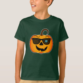 Funny Spooky Pumpkin iconic wink S på mörk T-Shirt