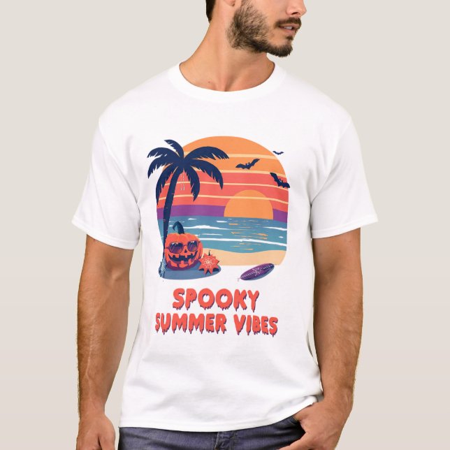 Funny Spooky Summer Vibes happy halloween T Shirt (Framsida)