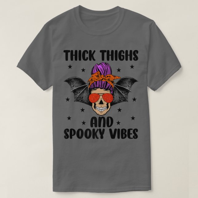 Funny Spooky Vibes Thick Thigh Mamma Halloween Sca T Shirt (Design framsida)
