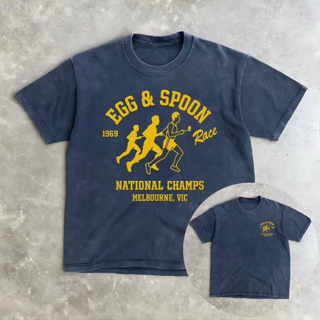 Funny Sports Day Egg and Spoon Race Melbourne T Shirt (Skapare uppladdad)