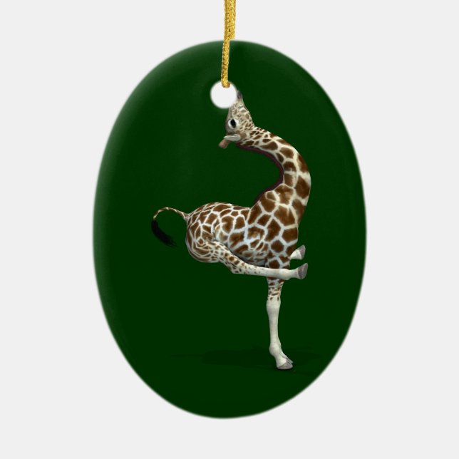 Funny Sporty Giraffe Julgransprydnad Keramik (Framsidan)