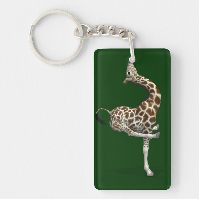 Funny Sporty Giraffe Nyckelring (Framsidan)