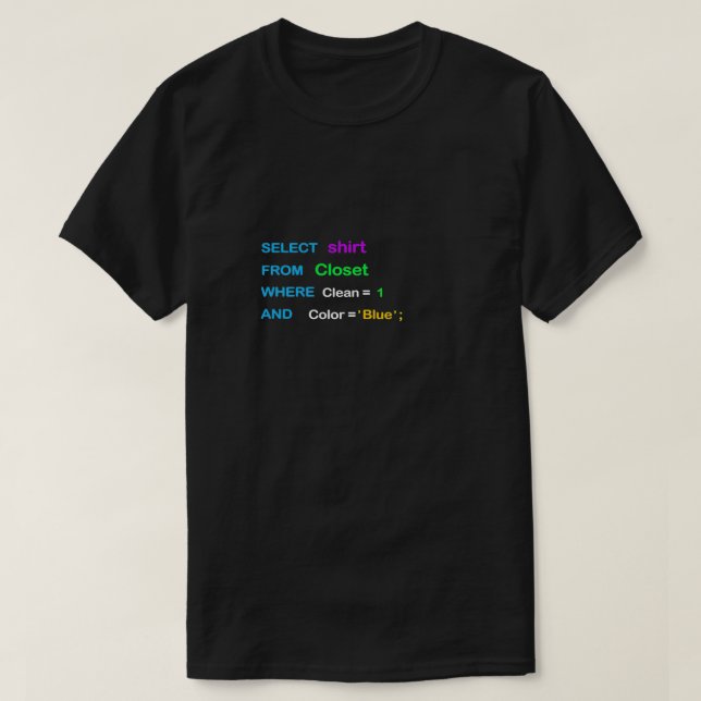 Funny SQL-design för SQL programmerare4 T Shirt (Design framsida)