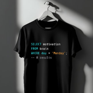 Funny SQL Monday Motivation Programmer Joke T Shirt