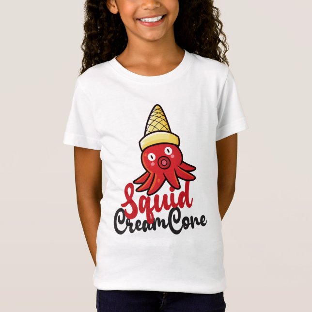 Funny Squid Cream Cone Girls' T-Shirts (Framsida)