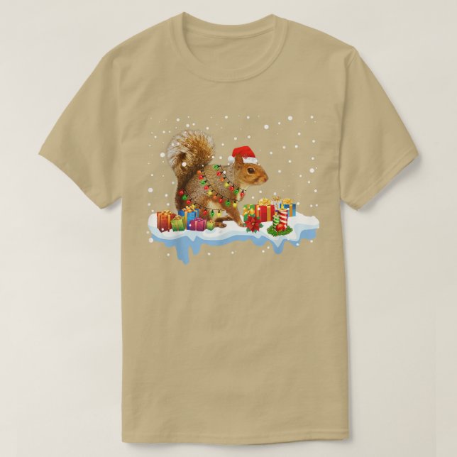 Funny Squirrel Christmas Decorations Santa Hat Xma T Shirt (Design framsida)