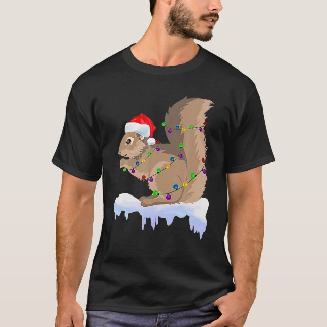 Funny Squirrel Christmas Reindeer Christmas T Shirt (Framsida)
