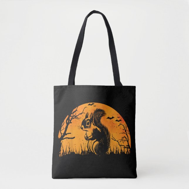 Funny Squirrel Halloween Silhouette Spooky Squirre Tygkasse (Framsida)