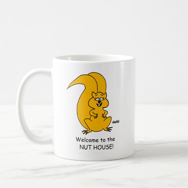 Funny Squirrel Nöt House Tecknad Kaffemugg (Vänster)