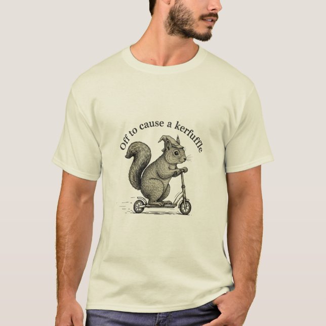 Funny Squirrel on Scooter Wizard Hat Off To Cause  T Shirt (Framsida)