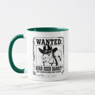 Funny Squirrel Wanted Poster | Bird Seed Bandit Co Mugg