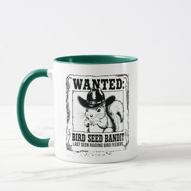 Funny Squirrel Wanted Poster | Bird Seed Bandit Co Mugg (Vänster)