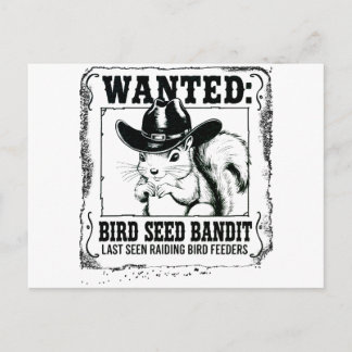 Funny Squirrel Wanted Poster | Bird Seed Bandit Co Vykort