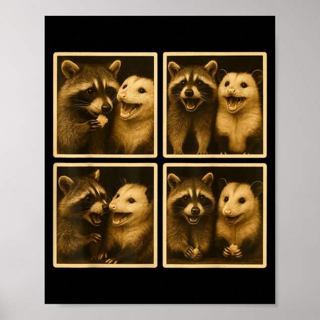 Funny Ssum And Raccoon Photobooth Selfie Trash Fer Poster (Framsidan)