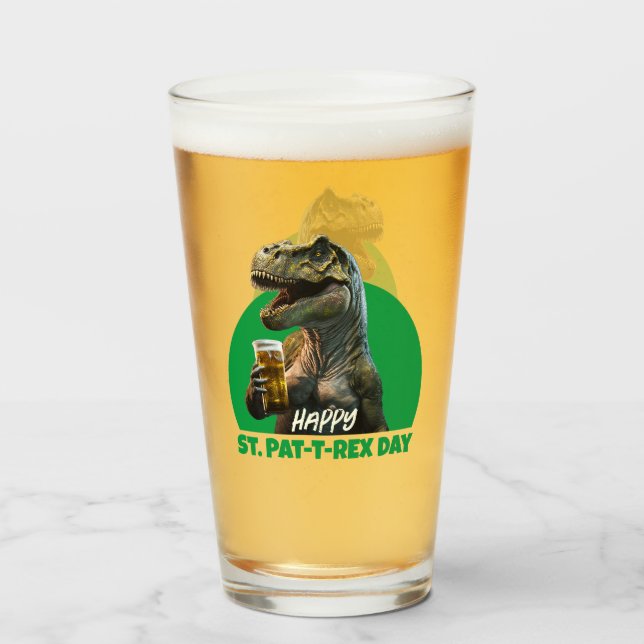 Funny St. Pat-T-Rex Firande Beer-Loving Dino Glaskopp (Framsida fylld)