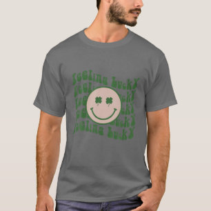 Funny St Patrick Day Feeling Lucky Smile Ansikte M T Shirt