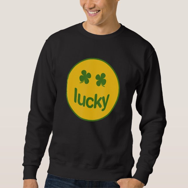 Funny St Patrick Day Lucky Shamrock Lång Ärmad Tröja (Framsida)