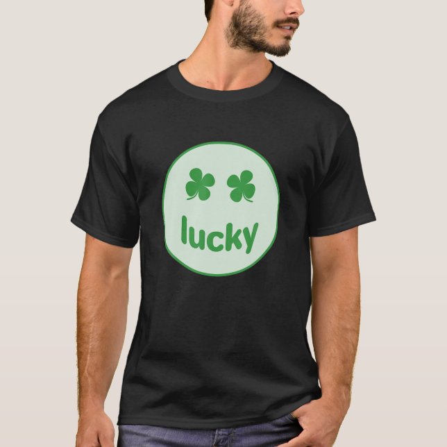Funny St Patrick Day Lucky Smile Ansikte Meme T Shirt (Framsida)