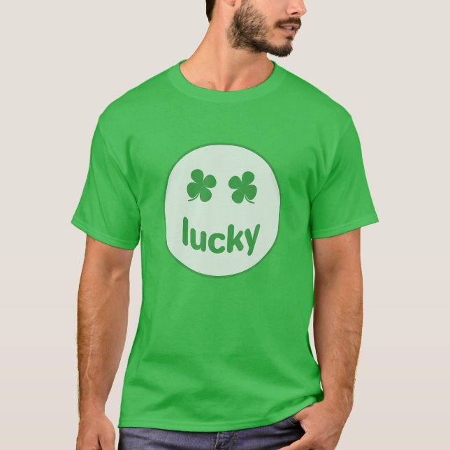 Funny St Patrick Day Lucky Smile Face Meme T Shirt (Framsida)