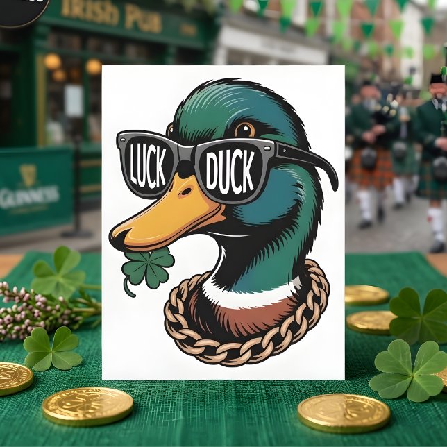 Funny St Patrick Days Luck Duck Julkort (Skapare uppladdad)