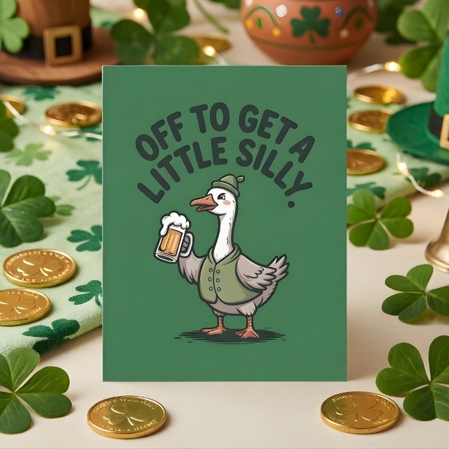 Funny St Patrick Days Silly Goose Beer Julkort (Skapare uppladdad)