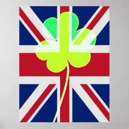 Funny St. Patrick Flagga British Irish Shamrock Poster