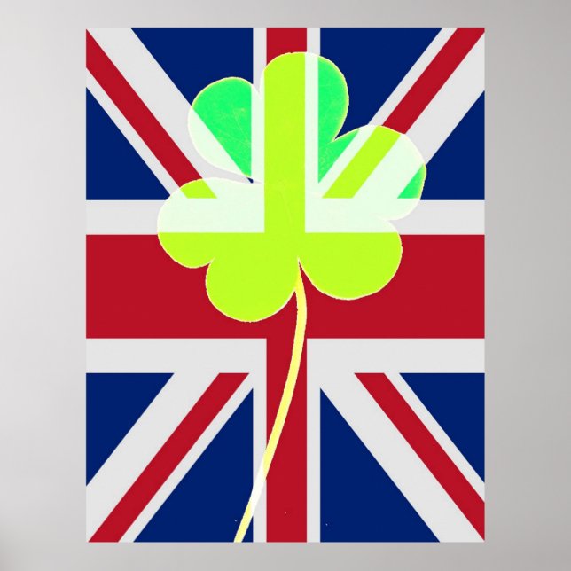 Funny St. Patrick Flagga British Irish Shamrock Poster (Framsidan)