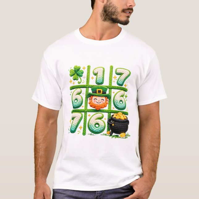 Funny St Patricks Day 6 7 Heart Tic Tac Toe T Shirt (Framsida)