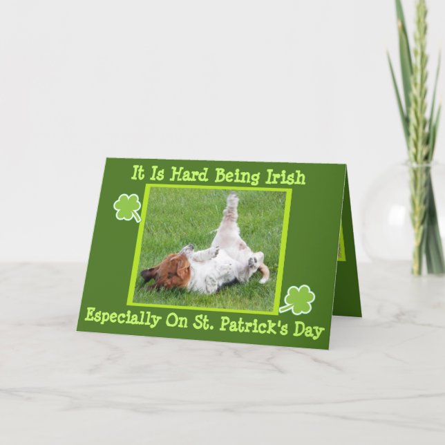 Funny St. Patrick's Day Card med basset & Grönt Be Kort (Framsida)