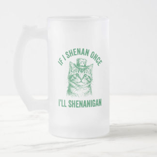 Funny St. Patrick's Day Cat Shenanigan Pun Retro Frostat Ölglas