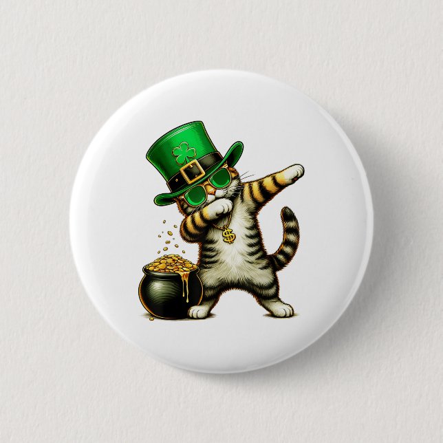 Funny St patricks day Dabbing Cat St Paddy Family Knapp (Framsida)