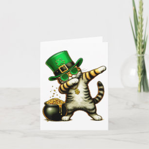 Funny St patricks day Dabbing Cat St Paddy Family Kort