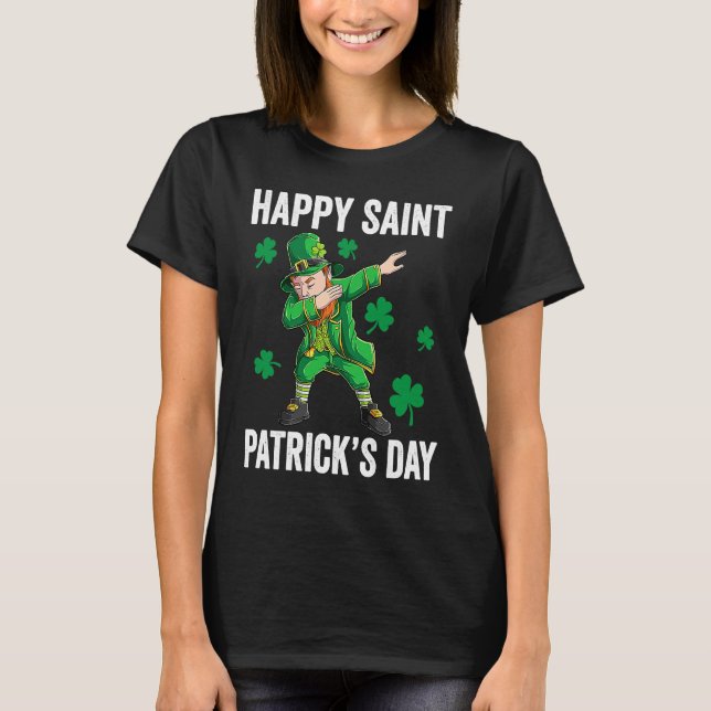 Funny St Patrick's Day Dabbing Leprechaun Apparel  T Shirt (Framsida)