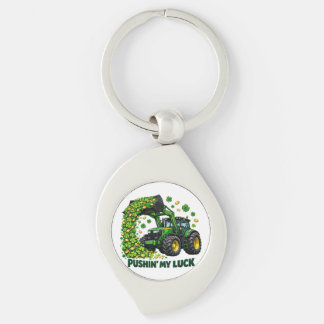 Funny St. Patrick's Day funny Tractor Swirl Silverfärgad Nyckelring
