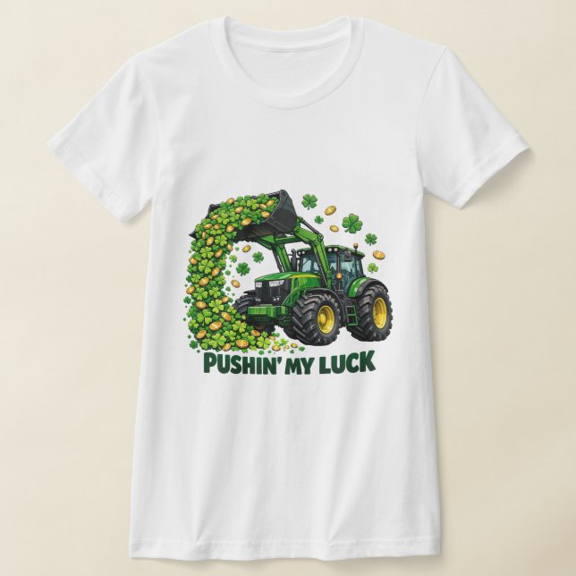 Funny St. Patrick's Day funny Tractor T Shirt (Laydown)