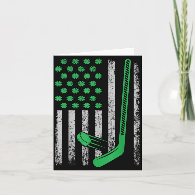 Funny St Patricks Day Gif Irish American Hockey Fl Kort (Framsida)