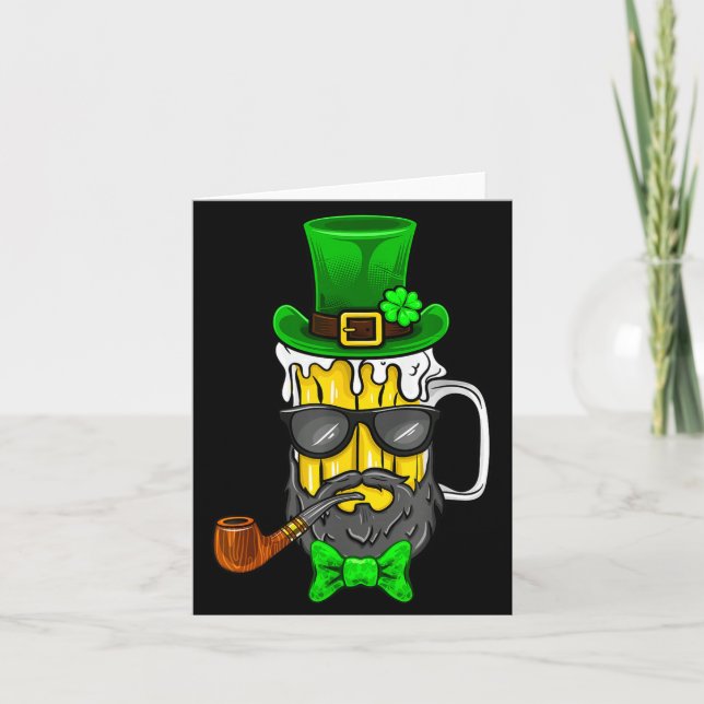 Funny St Patricks Day Gift Leprechaun Beer Beard G Kort (Framsida)