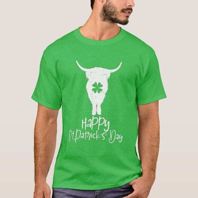 Funny St patricks day Highland Cow Shamrock Highla T Shirt (Framsida)